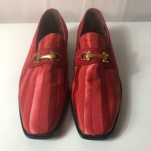 Hugo Vitelli Red Stripe Slip on Dress Shoes Metal Bit Design Mens Size 12